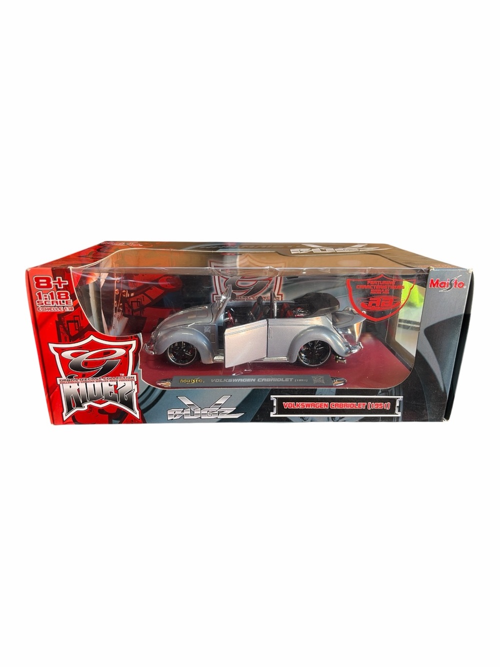 🔥 Maisto Ridez Bugz 1951 Volkswagen Cabriolet 1:18 Silver New Boxed🔥